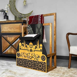 Support <span class=keywords><strong>de</strong></span> prière décoratif en bois pour le Ramadan, étagère à Coran musulmane avec support <span class=keywords><strong>de</strong></span> type sur pied, organisateur pour tapis <span class=keywords><strong>de</strong></span> prière - Product Image 3