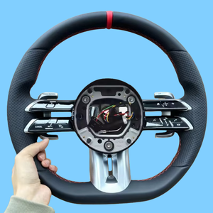 Volante de cuero para <span class=keywords><strong>Mercedes</strong></span> Benz W205 Compatible con modelos W212 W463 W222 C180 C200 C250 C300 C43 C63 AMG - Product Image 1