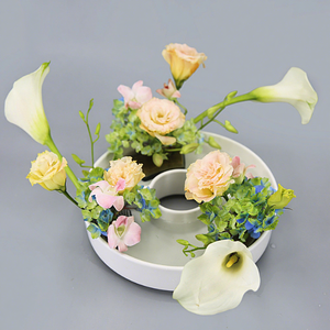 Keramik-Porzellan Moderne Halbkreisförmige Blumenvase <span class=keywords><strong>Ohara</strong></span> Schule Ikebana Arrangement-Behälter Umweltfreundlich 27,5cm Fassungsvermögen - Product Image 1
