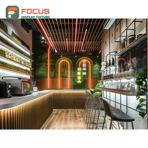 Mostrador de Servicio Contemporáneo para Cafetería con Frente de Vidrio Templado, Área de Exhibición de Accesorios, Mostrador de Caja para Cafetería - Product Image 1