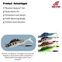 Leurre souple lesté Red Eyes 8,5 cm 12,5 g avec cuillère et hameçon simple VMC, appât bionique, matériel de pêche en gros