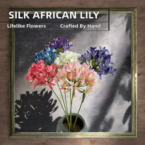 Nuevo Arribo: Delicadas Flores Artificiales de Agapanthus <span class=keywords><strong>Africanus</strong></span>, Lirios Africanos de Seda Hechos a Mano, Realistas, para Decoración de Bodas - Product Image 2