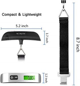 เครื่องชั่งดิจิตอล LCD ขนาด 50 กก. แบบพกพา พร้อมกระเป๋าเดินทางแบบมีหูหิ้ว  เครื่องชั่งกระเป๋าเดินทางแบบแขวน  เหมาะสำหรับชั่งของในครัว - Product Image 3