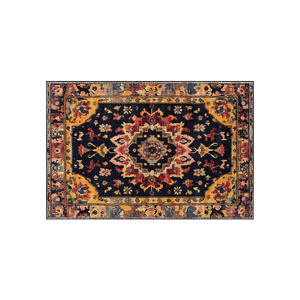 Tapis rectangulaire vintage de style ethnique avec motif médaillon, en fibre de polyester, pour salon, décoration intérieure, design bohème - Product Image 1