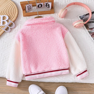 Quần áo bé gái áo khoác dài tay nối bằng lông cừu hai mặt 4-7 tuổi Áo khoác ve áo thêu chữ thời trang cho bé gái - Product Image 2