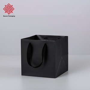 Sacs en papier carrés, sacs de transport pour fleuristes, sacs pour gâteaux, bouquets, emballages cadeaux, sacs en papier kraft à fond carré, en stock, vente en gros - Product Image 3