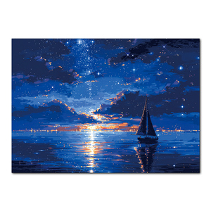 Rompecabezas de papel personalizado de 1000 piezas, paisaje marino al atardecer, velero, pintura nocturna del mar, tamaño L, para adultos, alivio del estrés, juego DIY, soporte - Product Image 1