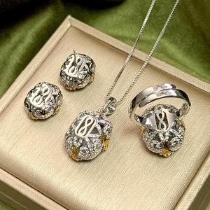 Tu Best Selling Vintage 12*16-10*12 Cubic Zirconia Necklace Set Copper Gold Plated Blue Wedding & Party Jewelry Set Wholesale - Product Image 2