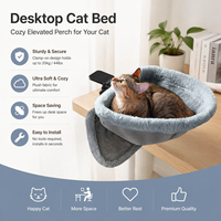 En gros, Étagère pour chat moderne pivotante, semi-circulaire, suspendue et pliable, en peluche, à fixer au bureau, gain de place, blanche pour