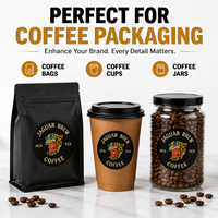 Étiquettes de café personnalisées, papier couché mat, autocollants en rouleau adhésifs pour les sacs de café, les tasses, les bocaux et les emballages de marque