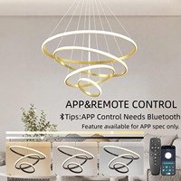 Lustre suspendu moderne à 3 anneaux en fer, aluminium et silicone avec LED pour hôtel, salon, lampe de plafond à haute luminosité