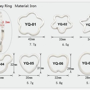 Anillos de metal planos con forma de estrella y corazón para llaveros, venta al por mayor de fábrica YIWANG - Product Image 3