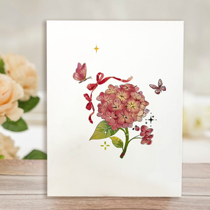 Handmade Paper Crafts Laser Cutting butterfly Flowers 3D Customized Design Pop up Two Folding Greeting Cards for Sell