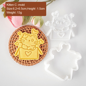 Nhựa Biscuit fondant Khuôn mèo hình Cookie embosser Ngày Valentine Cookie máy cắt tem cho nướng bánh - Product Image 5