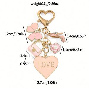 Pretty Heart Charm Keychain Flower Bow Knot Bag Fashion Rose Enamel <b>Key</b> <b>Chains</b> Woman Keychain Gift Cute Keychains for Girls - Product Image 6