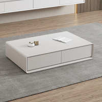 Table basse simple avec coins carrés, idéale pour salon de taille moyenne, table à thé créative avec rangement pour la maison