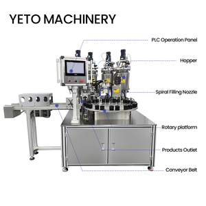 Linea di Produzione Automatica YETO a Doppia Testa Monoblocco Rotativa per Riempimento, Tappatura e Pressatura di Bottiglie di Cosmetici - Product Image 1