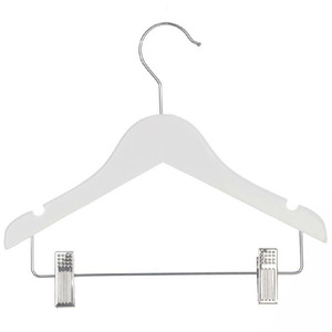 Cintre en bois antidérapante enfants, combinaison de cintre en bois blanc avec Clips - Product Image 6