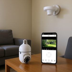 Cámara IP WiFi E27 1080P FHD con Giro e Inclinación, Cámara de Vigilancia de Seguridad Tipo Bombilla para Uso en Interiores y Exteriores del Hogar - Product Image 2