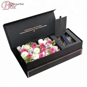 Customized Paper cardboard Flower square Shape wedding bouquet packaging show rose Box Drawer Packing wholesale flower box