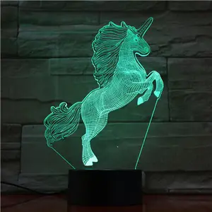 Home Decor 3D Led Nachtlampje Eenhoorn 3D Illusion Led Lamp Multi-Gekleurde Licht 3D Hologram Illusion Bureaulamp