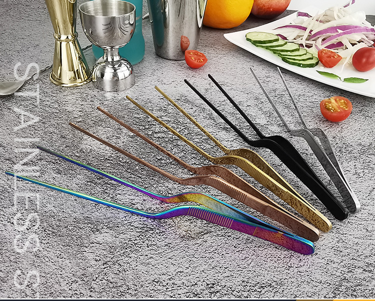 20cm Chef Tongs - Stainless Steel Food Serving & Fish Bone Removing Tweezers