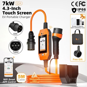 Cargador para Vehículos Eléctricos Feyree de 7 kW, Pantalla Táctil, Control Inteligente, Actualización OTA, 32 A, Estación de Carga Rápida Portátil con Doble Protección de Temperatura - Product Image 1