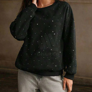 <b>Women</b> Autumn Designer Printed Knitted Rhinestone Sweatshirt Premium Quality Shiny <b>Top</b> Front Logo Eco-Friendly Breathable Stylish - Product Image 6