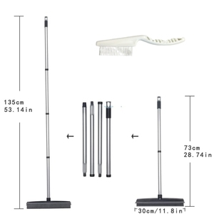 Scopa con Manico Regolabile e Rimovibile, Spazzola Ergonomica con Testa Inclinata, Setole per Pulizia, Supporto a Parete Incluso, Telescopica - Product Image 2