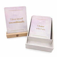 Cartes d'affirmation de style de vie à coins arrondis, personnalisables en taille et logo, jeu de cartes d'autosatisfaction avec boîte rigide