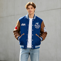 Vestes coupe-vent pour hommes en coton de haute qualité avec broderie PU, style streetwear, poches baseball, vestes varsity pour hommes, manteaux pour hommes