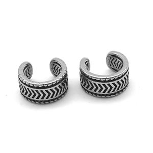 Manchette d'oreille pour homme en acier inoxydable 316L, étanche, hypoallergénique, motif chevron flèche, large bande, sans perçage, clip, style vintage tribal, cadeau - Product Image 4