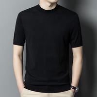 Chemise à manches courtes en mélange de laine pour homme, tissu anti-boulochage, style business décontracté, étiquette personnalisable, prête à être expédiée, vente en gros par petites quantités