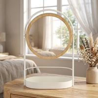 Miroir de courtoisie double face SY pour table, miroir cosmétique blanc avec grossissement, design moderne, idéal pour la maison et les magasins.