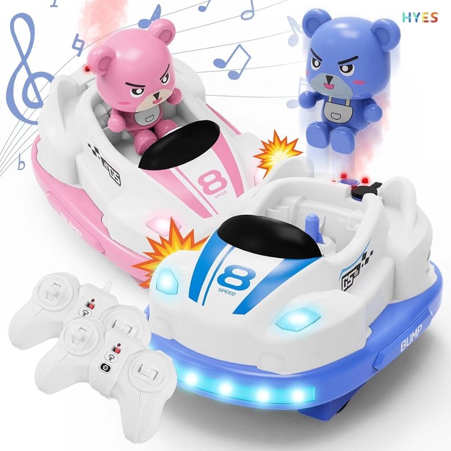 Huiye Remote Control Vehicle Toys 2 Players Battle Car Toys With LED Lights & Music Fun Indoor Rc Crash Car Toys for Adults Kids