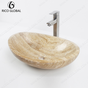 Vasque ovale en marbre naturel pour salle de bain, lavabo en pierre, décoration moderne pour hôtel et toilettes - Product Image 2