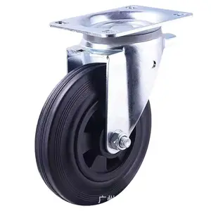 8 polegadas sólida borracha lixo Bin roda substituição giratória Recyle Bin roda rodízios fábrica pressionado aço plástico
