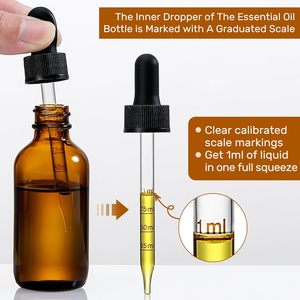 2 oz Dark Amber Glass Dropper <strong>Bottles</strong> 60ml Thick Tincture Leakproof Essential Oils Containers Measurement Dropper - Product Image 4
