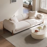 Ensemble Canapé de Luxe Moelleux Haute Qualité, Canapés Modernes en Tissu Blanc avec Pieds en Bois Massif pour Mobilier de Salon et Maison