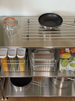 Système d'armoires de cuisine modernes en acier inoxydable de haute qualité, unités de rangement de cuisine avec tiroirs, comptoir sur mesure