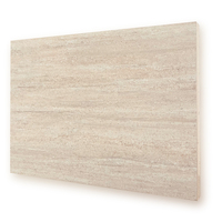 Panel Dinding TV Tekstur Travertine Beige Kustom Pabrik, Panel Veneer Batu Dekoratif untuk Dinding Fitur Interior