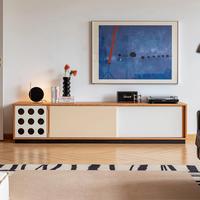 Meuble TV moderne en bois massif avec rangement au sol pour petit appartement, chambre, salon - Style hôtelier et salle à manger, écologique