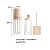 STOCK NO MOQ Emballage cosmétique vide pour rouge à lèvres, à paroi épaisse, avec col dégradé, bouchon à vis, transparent, 5ml, carré, sérigraphié