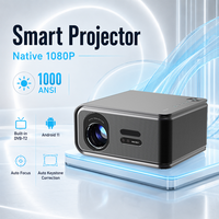 Projecteur LCD 8K avec système Android 11, mise au point automatique, grand écran, Smart WiFi 6, 1000 lumens ANSI, résolution native 1080p, pour cinéma maison
