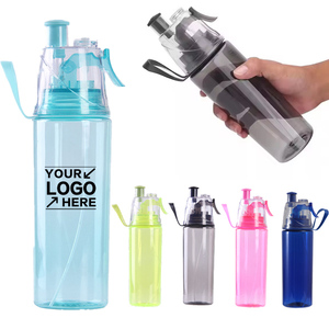 Bouteille d'eau portable en plastique 600 ml, anti-fuite, écologique, pour le sport et la remise en forme, vaporisateur de brume pour usage extérieur - Product Image 1