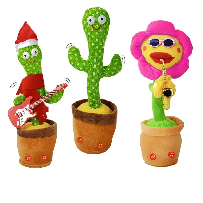 Muñeco de felpa suave para niños, juguete de felpa con diseño de cactus, gusano y girasol