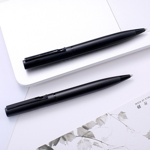 Stylo à bille en métal noir mat avec logo imprimé personnalisé - Product Image 3