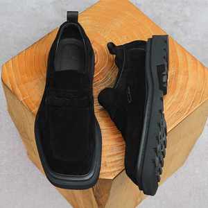 2025 Anti-slip Cowhide <b>Round</b>-<b>Toe</b> Thick-Soled High-<b>Heeled</b> Men's Casual Shoes, Men's Business Style Formal Shoes - Product Image 5