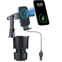 Cargador inalámbrico para coche 3 en 1, actualización de portavasos, cargador de 15W, portavasos para coche, soporte para teléfono con Base ajustable para teléfonos inteligentes
