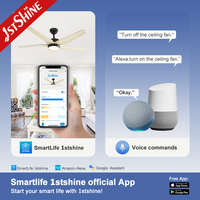 1stshine Ventilateur de plafond LED Moderne 5 pales en bois massif Moteur DC Ventilateur de plafond silencieux à vent doux avec lumière LED